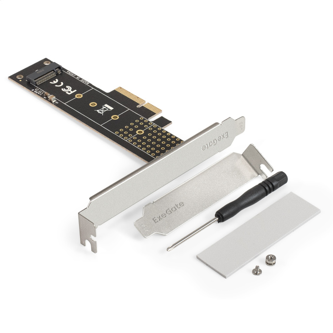 Переходник ExeGate EXE-570 M.2 M key - PCI-E x4 v3.0 для установки SSD 2230/2242/2260/2280/22110 M.2 M key в слот PCI-E x4 EX300629RUS