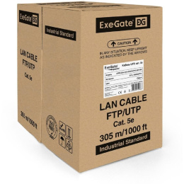 Кабель ExeGate UTP4-C5e-CCA-S26-IN-PVC-GY-305 UTP 4 пары кат.5e CCA, 0.41мм (26AWG), 305м, серый, PVC EX261518RUS