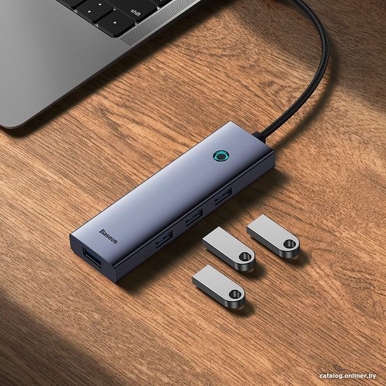 Хаб Baseus BS-OH108 UltraJoy Series 4 порта (USBA to USB3.0*4) Space Grey (B0005280A813-03)