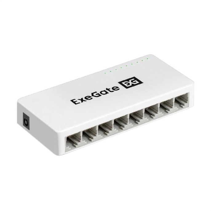 Коммутатор неуправляемый ExeGate EDGS-1008C (8-портовый гигабитный UTP 10/100/1000 Base-T, с функцией энергосбережения (EEE), настольный/настенный) EX298688RUS