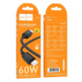 HOCO Кабель USB2.0 Hoco Type-C/Type-C, 3А, 60Вт, нейлоновая оплетка, X113, 1м, черный, коробка (HC-46208)