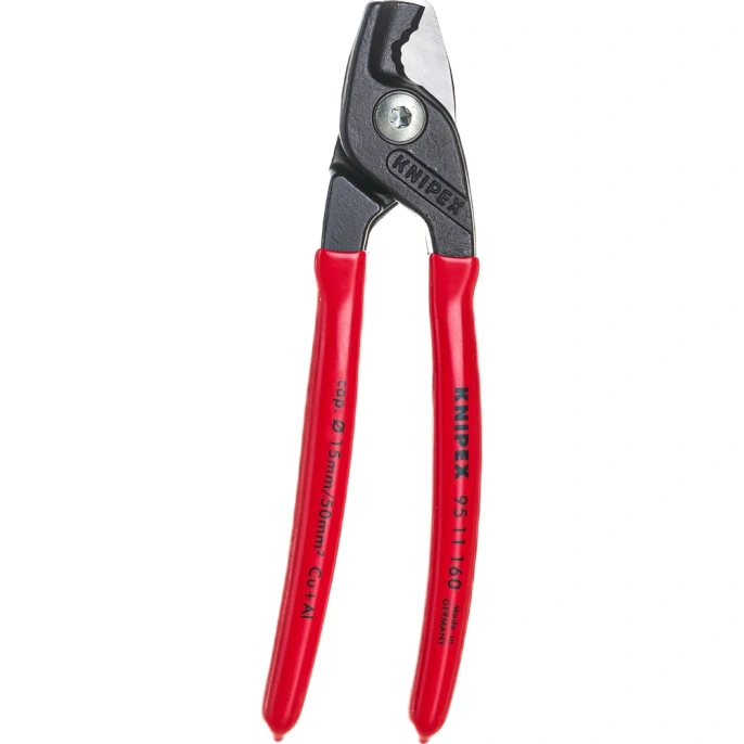 Кабелерез KNIPEX StepCut ступенчатый рез, кабель д. 15 мм, 50 кв.мм,  L-160 мм, обливные рукоятки KN-9511160