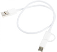 Кабель XIAOMI Mi 2-in-1, USB Type-C m /micro USB m - USB m , 0.3м, белый [sjv4083ty]