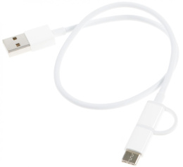 Кабель XIAOMI Mi 2-in-1, USB Type-C m /micro USB m - USB m , 0.3м, белый [sjv4083ty]