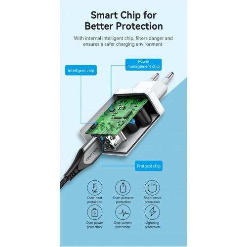 Сетевое зарядное устройство Vention на 2 порта USB A+A QC 3.0 Белый FBAW0-EU