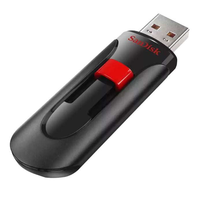 Флешка USB Sandisk Cruzer Glide 64ГБ, USB2.0, черный и красный [sdcz60-064g-b35]
