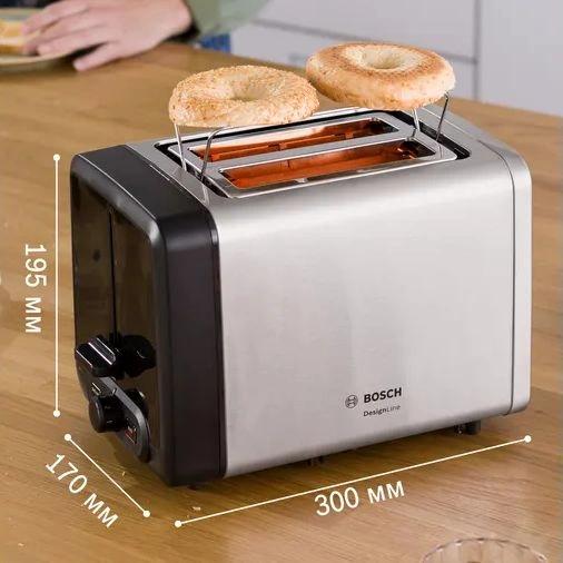 Тостер Bosch TAT4P420,  нержавеющая сталь/черный
