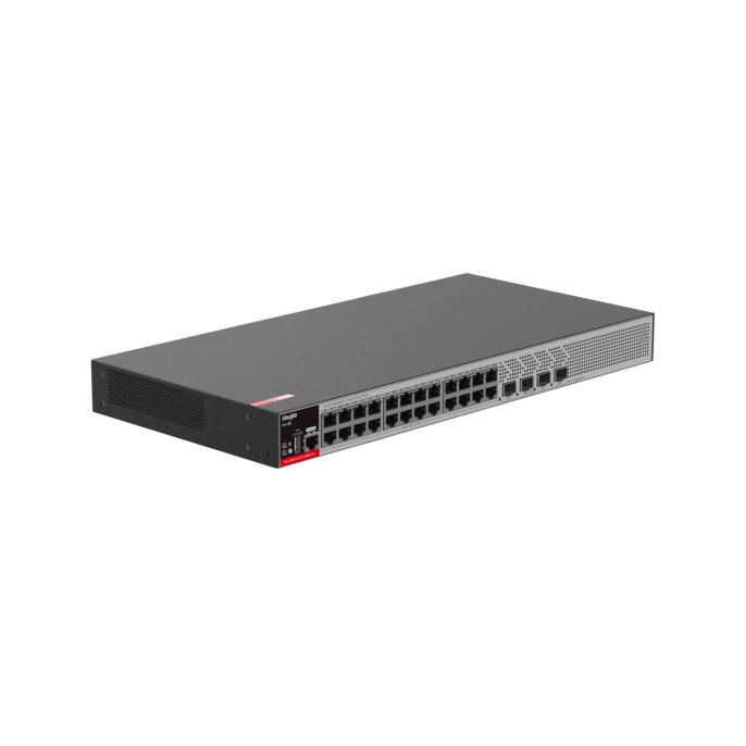 Управляемый коммутатор Ruijie RG-S2915-24GT4MS-P-L 2+ уровня 24 порта 10/100/1000BASE-T и 4 порта 1GE/2.5GE SFP, поддержка PoE+, макс. 370 Вт для PoE