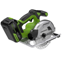 Greenworks GD24CS165 Дисковая пила 24V,б/щет,165х20мм, 4800 об/мин, рез 57мм,1х4Ач,ЗУ,кор [1501607CUB]
