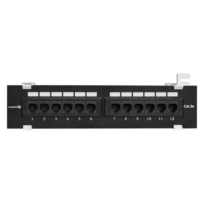Патч-панель ExeGate EPPW-12-8P8C-C5e-FR UTP, настенная, 12 port, cat.5e, KRONE&110 dual IDC , RoHS, Black, RTL EX256754RUS