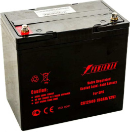 Аккумулятор для ИБП Powerman CA 12500 PM/UPS (cвинцово-кислотная герметизированная аккумуляторная батарея. Напряжение - 12 В,номинальная емкость - 50,0 Ач, Клеммы: M1 (O 14 мм; болт 6 мм под ключ 10 мм).