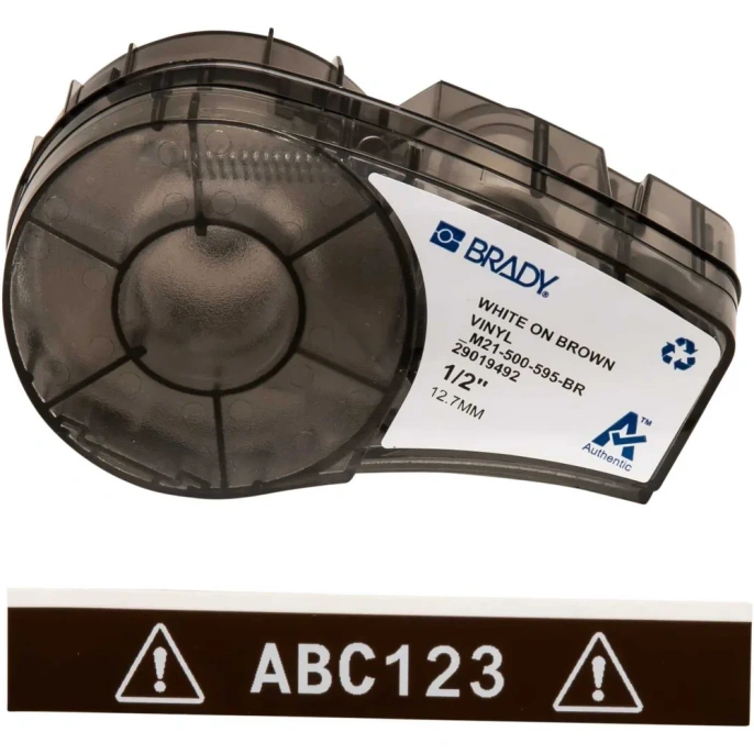 Brady M21-500-595-BR лента 12.7 мм/6.4 м, винил, белый на коричневом