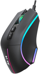 Мышь HAFF Mystery (MS-GM110WR) (беспроводная: радио+BT, 8 клавиш, RGB-подсветка, сенсор IC202, DPI: 800-3200, аккумулятор 500mAh, кабель 1.6 м плетеный Type-C, цвет: черный)