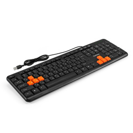 Клавиатура ExeGate Professional Standard LY-403 (USB, полноразмерная, влагозащищенная, 104кл., Enter большой, 8 оранжевых клавиш, длина кабеля 1,35м, черная, Color Box) EX264080RUS