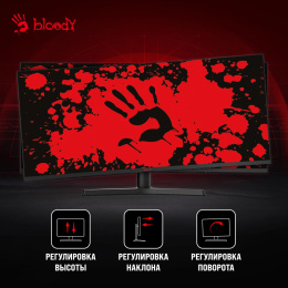 34" Монитор BLOODY MN340W, 3440x1440, VA, 180Гц, 1хHDMI, 1хDP, изогнутый, черный