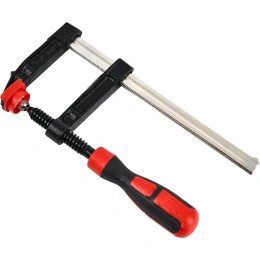 Столярная F-образная струбцина DELI dl110830z усиленная, 300x80 мм, максимальное усилие зажима 3000 Н, резьба 14 мм, штанга 6 мм 112049