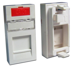 Вставка 22.5х45 на 1 кейстоун, со шторкой, маркировкой, иконкой, белая, LANMASTER LAN-SIP-22M-WH