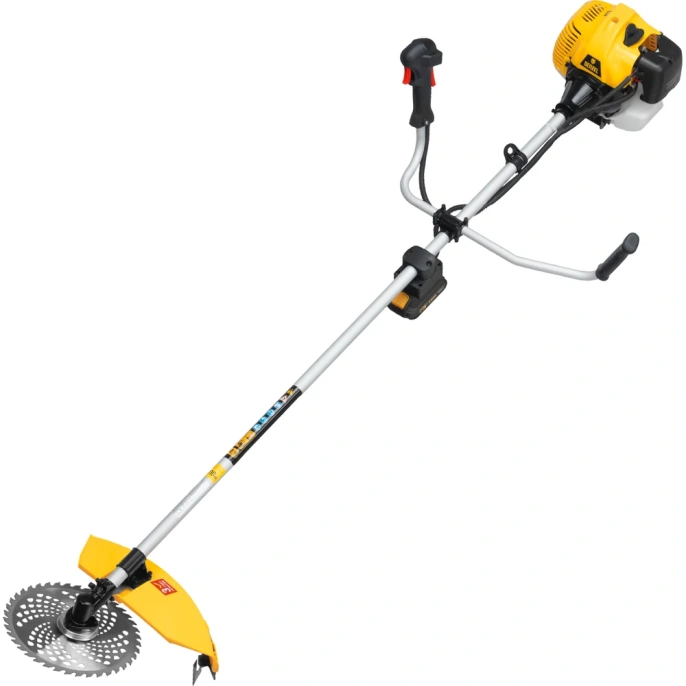 Бензиновый триммер Denzel dt-43e, 43 см3, неразъемная штанга, электростартер, состоит из 2 частей 962015
