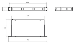 Бокс HyperlineFO-19R-1U-3xSLT-W140H42-24UN-BK 19" 1U 24x