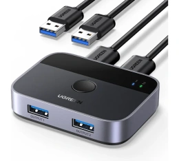 Переключатель UGREEN CM757 (35313) USB 3.0 2x2 Sharing Switcher. Цвет: черно-серый