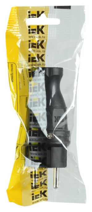 Вилка электр. IEK Омега тип F 16А черный (PKR01-016-2-K02)