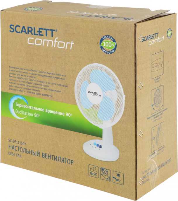 Вентилятор настольный SCARLETT SC-DF111S07, белый