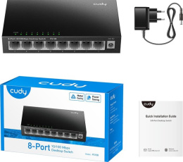 Коммутатор CUDY FS108 8 портов (8x100Mbs, неуправляемый, настенный, настольный, L2, корпус-металл) (FS108)