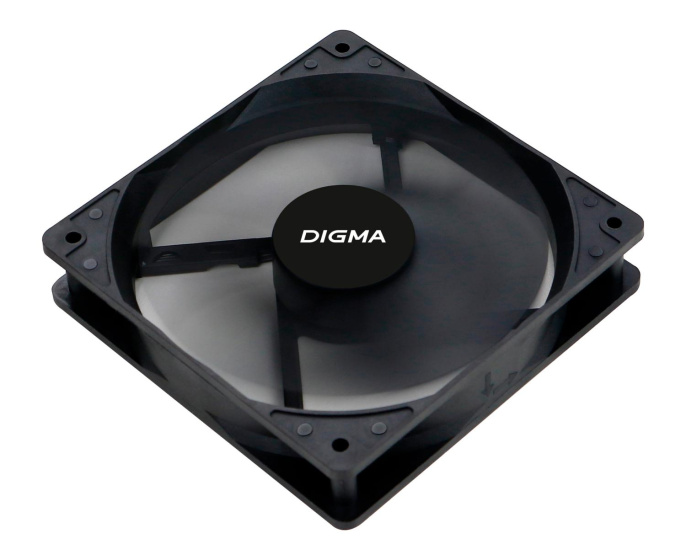 Вентилятор Digma DFAN-120-7 120мм, 3-pin, от БП:4-pin (Molex), 1200об/мин, 23 дБ, черный, Ret