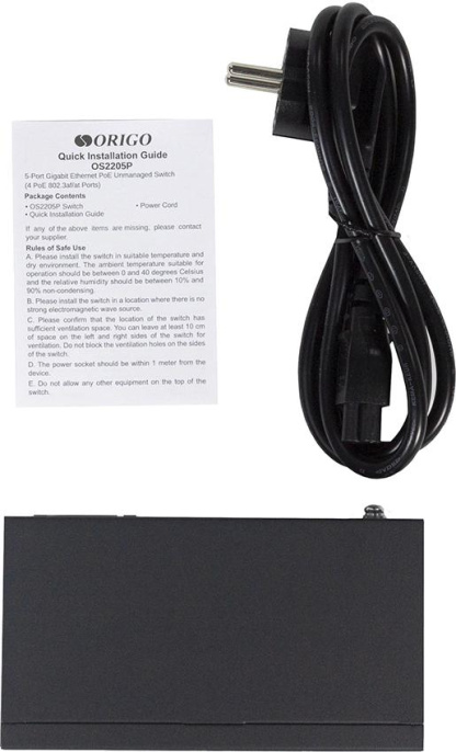 Коммутатор Origo OS2205P/60W OS2205P/60W/A1A L2 5x1Гбит/с 4PoE 60W неуправляемый