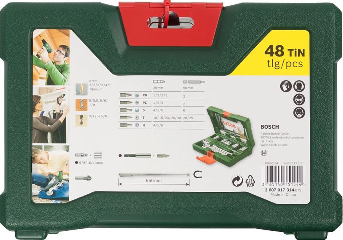 Набор принадлежностей Bosch V-line 48 предметов жесткий кейс 2607017303