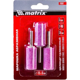 Шарошка абразивная, цилиндр удлиненный 19x38x6, F46, 3 шт. MATRIX 76007