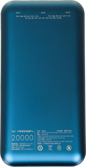 Внешний аккумулятор Power Bank ZMI QB823, 20000мAч, темно-синий [qb823 dark blue]