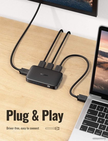 Переключатель UGREEN CM332 80125 HDMI Switcher 3 In 1 Out 4K@30HZ. Цвет: серый (80125_)
