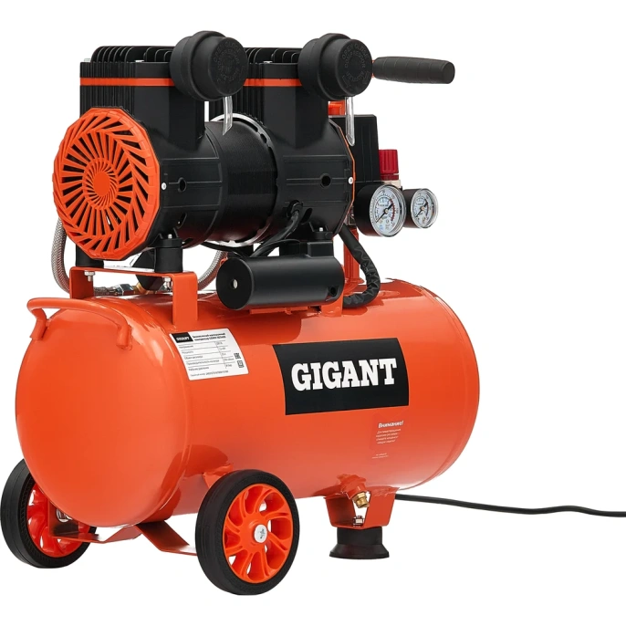 Безмасляный малошумный компрессор Gigant (25 л; 8 бар; 225 л/мин) GSWK-25/1400