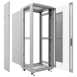 Cabeus SH-05C-12U60/60 Шкаф монтажный телекоммуникационный 19" напольный для распределительного и серверного оборудования 12U 600x600x730mm (ШхГхВ) передняя стеклянная и задняя сплошная металлическая двери, ручка с замком, цвет серый (RAL 7035)