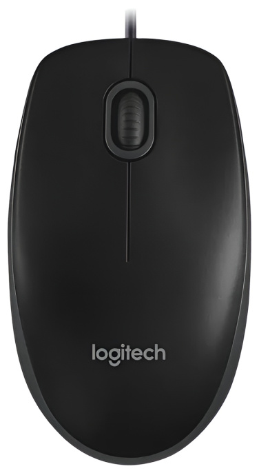 Мышь Logitech B100 Black черная, оптическая 800dpi, USB, 1.8м, {10}, 041271 910-005547