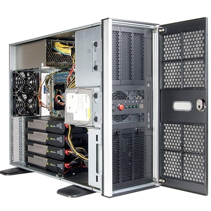 Корпус Chenbro RM41300H12*13729 For Tesla GPU MB 12"x13", 3x5.25"+2x3" +4 Internal 3.5, 120mm FAN, wo PSU, w/ Front Door