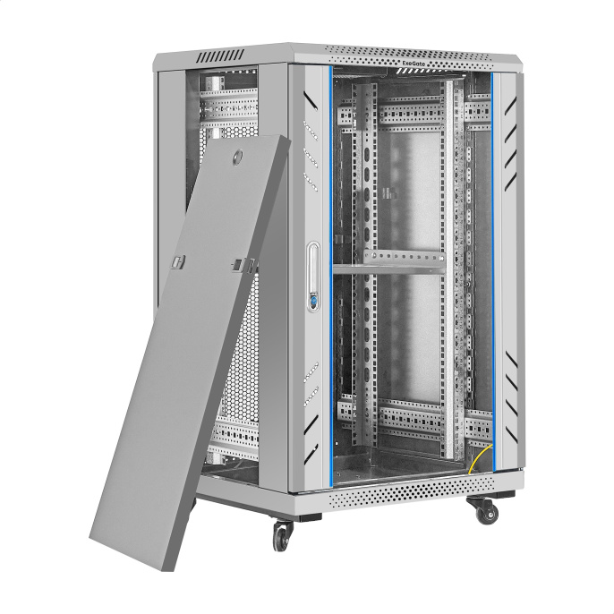 Шкаф телекоммуникационный 19" напольный 18U ExeGate EC-FS-18U.600.600.G.GREY 19”, 18U, 600x600x987mm ШхГхВ , передняя дверь закаленное стекло, задняя перфорированная дверь, EX300401RUS