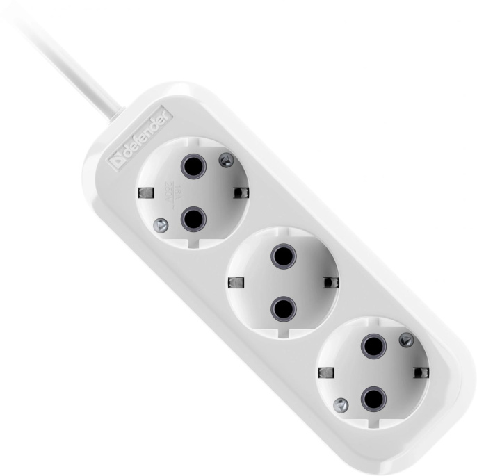 Сетевой удлинитель Defender R330, 1.5м, белый [99368]