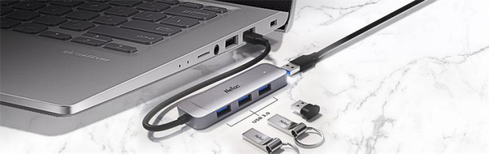 NETAC USB-концентратор Netac USB Hub WF11, USB-A to USB3.0*4 repl. NT08WF11-30GR WF11GYCN