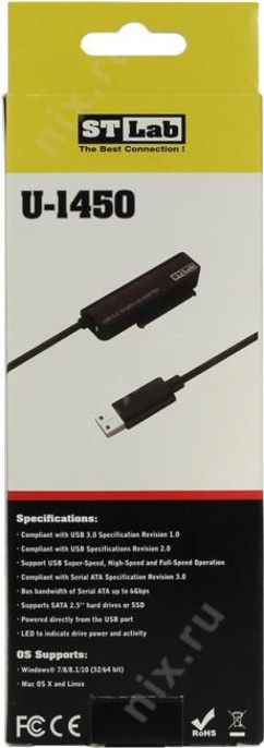 SUNRICH TECHNOLOGY H.K. LIMITED Адаптер для подключения к USB St-Lab USB3.0 to SATA 6G Adapter U-1450