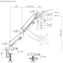 Кронштейн для мониторов Cactus CS-VM-MD-70-BK черный/белый 17"-32" макс.9кг настольный поворот и наклон