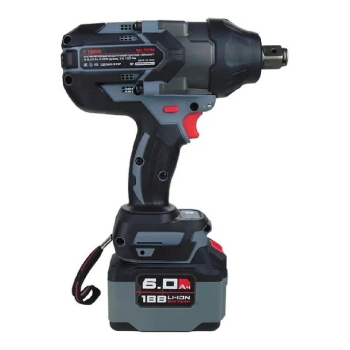 Аккумуляторный бесщеточный ударный гайковерт PROFIPOWER T-1200N 20В,Li-ion-1шт, 6.0Ач, 1200Нм, переходник 3/4"-1/2", З/У, в кейсе [E0244]