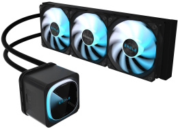 Кулер для процессора СЖО Gigabyte Eagle 360 28400-EA360-1CBR Intel LGA1851/1700/1200/115X, AMD AM5/AM4, размер радиатора: 397x120x27мм, размер вентилятора: 120x120мм, размер водоблока: 66x66x63мм, гидродинамический подшипник, 2000об/мин, 82.31CFM, 37