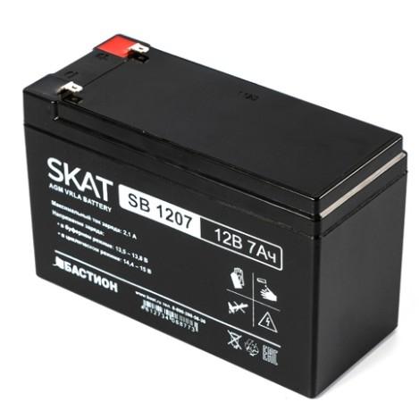 БАСТИОН SKAT SB 1207 АКБ свинцово-кислотная тип AGM 12V 7Ач I зар.2,1 А, ножевые клеммы F1, гарантия - 18 месяцев 2533