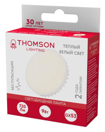 Лампа светодиодная Thomson TH-B4006 9Вт цок.:GX53 таблетка 220B св.свеч.бел.теп. Tablet упак.:1шт
