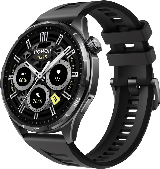 Смарт-часы Honor Watch 6 ROM-B09 Shadow Black 5502ACGQ цветной/сенсорный/круглый дисплей, 1.46", AMOLED, разрешение: 464х464, время работы в активном режиме: 42ч, емкость аккумулятора: 950мАч, количество предустановленных