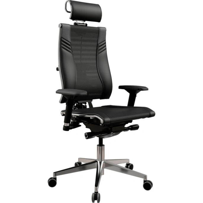 Кресло руководителя МЕТТА Yoga 4DT B2-15D - YM93+Infinity+carbon, сетка/кожа, до 150кг, мультиблок, регулируемые 4D подлокотники,  черный