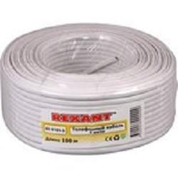 Rexant 01-5001-3 Кабель телефонный ШТЛП 2 жилы CCA, белый, 100м
