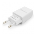 Cablexpert Адаптер питания, Qualcomm QC 3.0 , 100/220V - 1 USB порт 5/9/12V, белый MP3A-PC-16